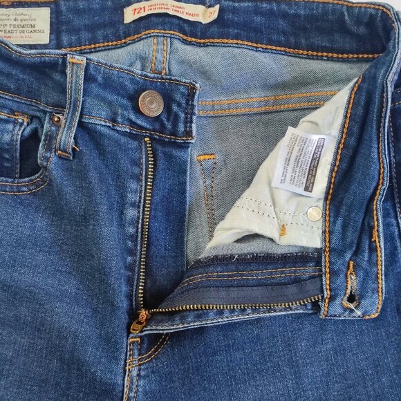 Levi's 721 jeans high-rise skinny stretch dark wash blue women's size 27 - Picture 8 of 14